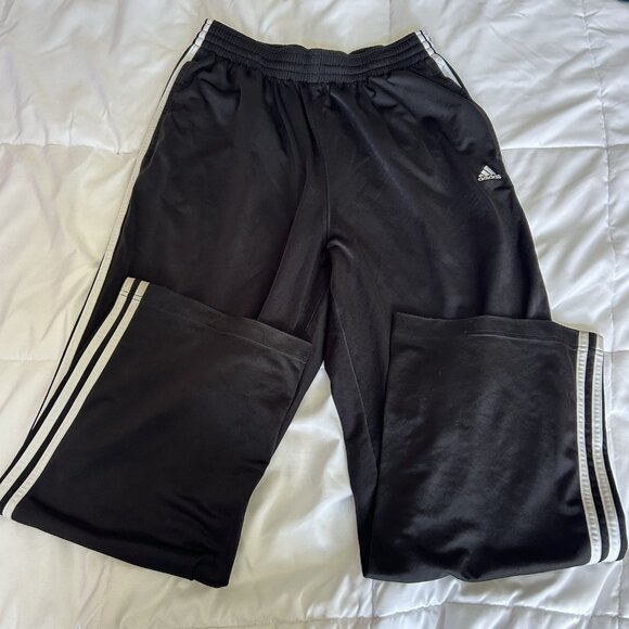 VTG 90s Adidas Joggers Sweatpants Mens Size Large Drawstring Black Pockets Ankle - Picture 1 of 8